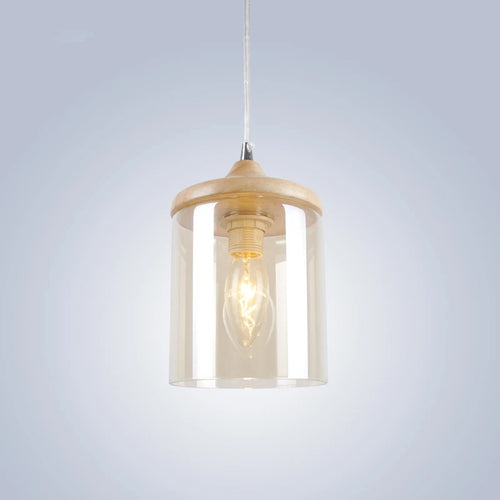 gzmj abat-jour simple en verre bois luminaire suspendu