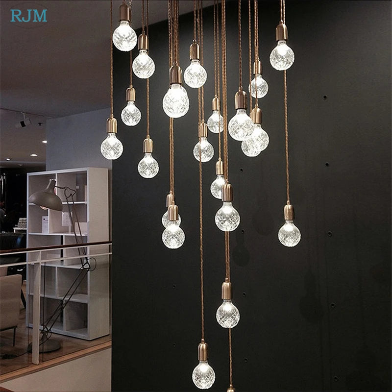 lustre suspension led créative en verre cristal postmoderne - vue 4 sur 18