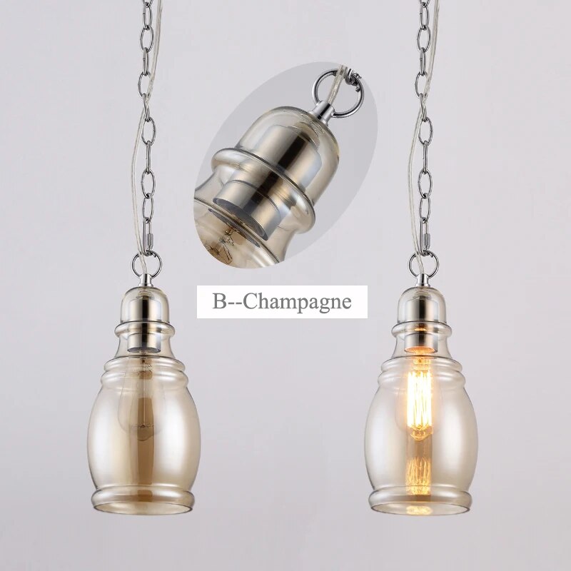Suspension Loft industriel chaîne Vintage Edison - vue 5 sur 6