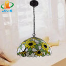 lustre en verre tiffany avec tournesols pour éclairage tendance