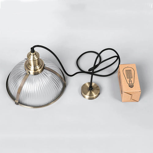 suspension vintage abat-jour en verre luminaire loft à led - vue 8 sur 8