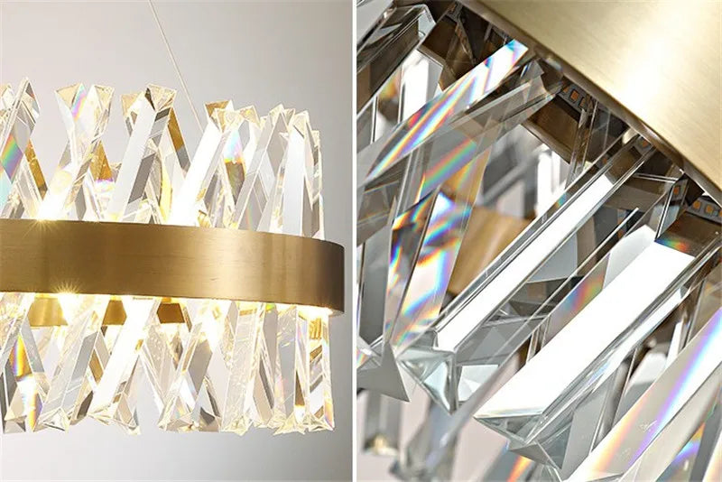 lustre moderne en cristal doré éclairage led design élégant - vue 7 sur 6