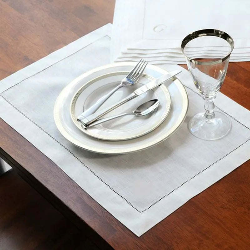 Serviette de table lot 6 lin brodé européen - vue 5 sur 5