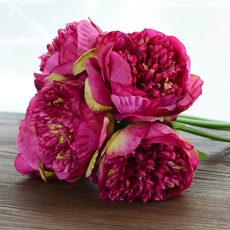 lot de 5 pivoines artificielles pour mariage et décoration intérieure - vue 8 sur 18