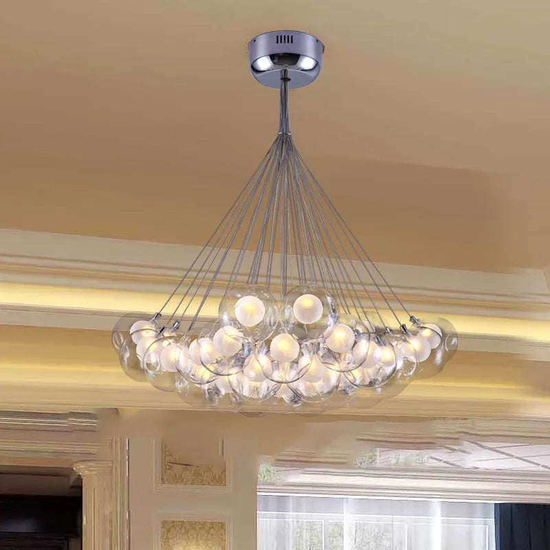 gzmj moderne boule de verre suspension lumières multiples têtes suspension lampe - vue 10 sur 13