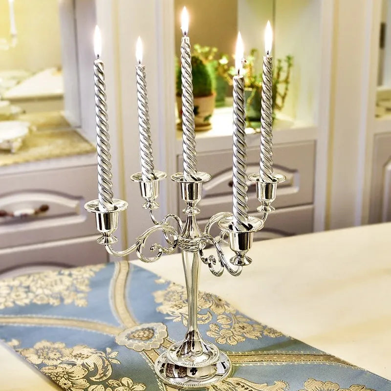 bougeoir rétro en métal à trois bras pour décoration élégante - vue 5 sur 9