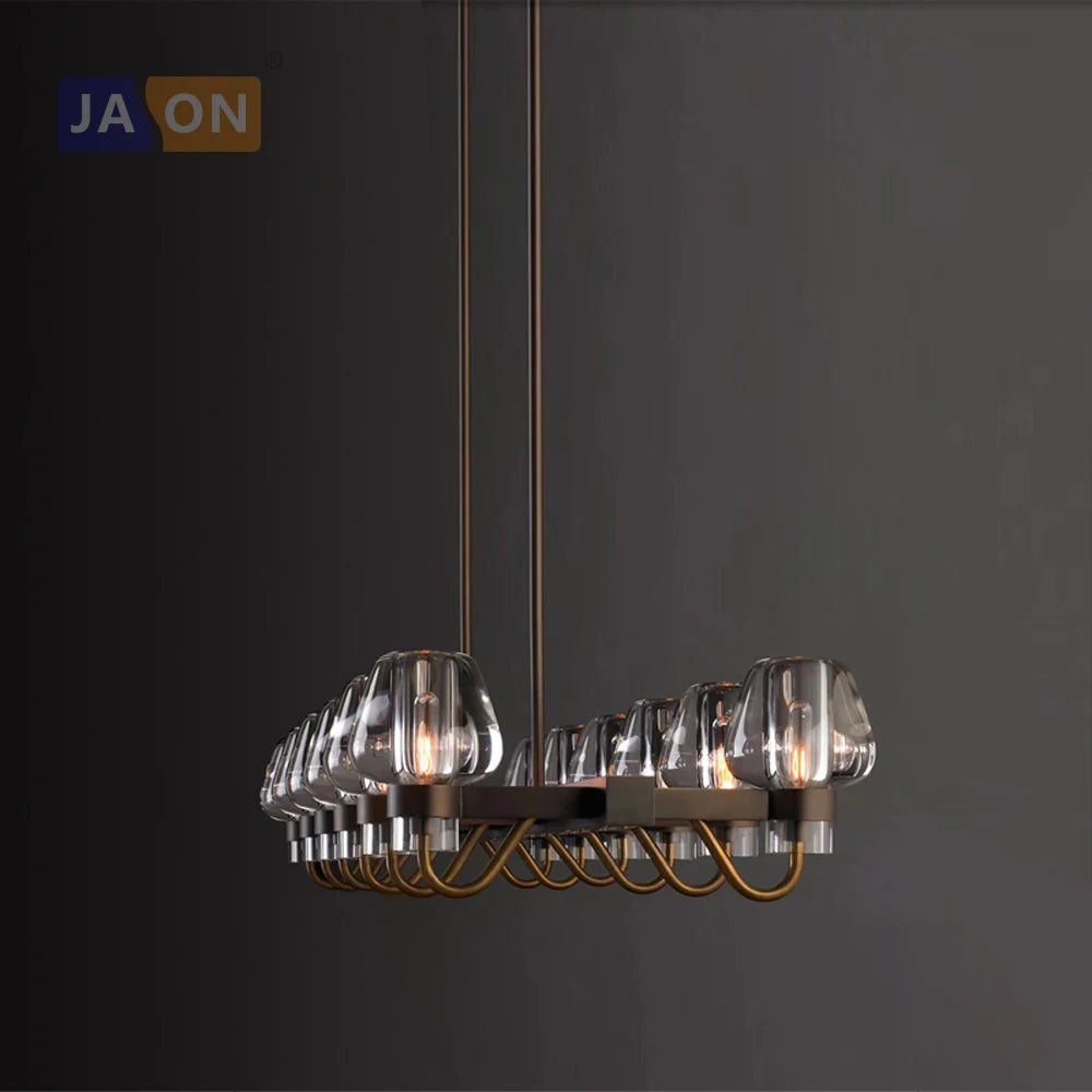 suspension rétro en cuivre et verre pour décoration intérieure - vue 4 sur 4