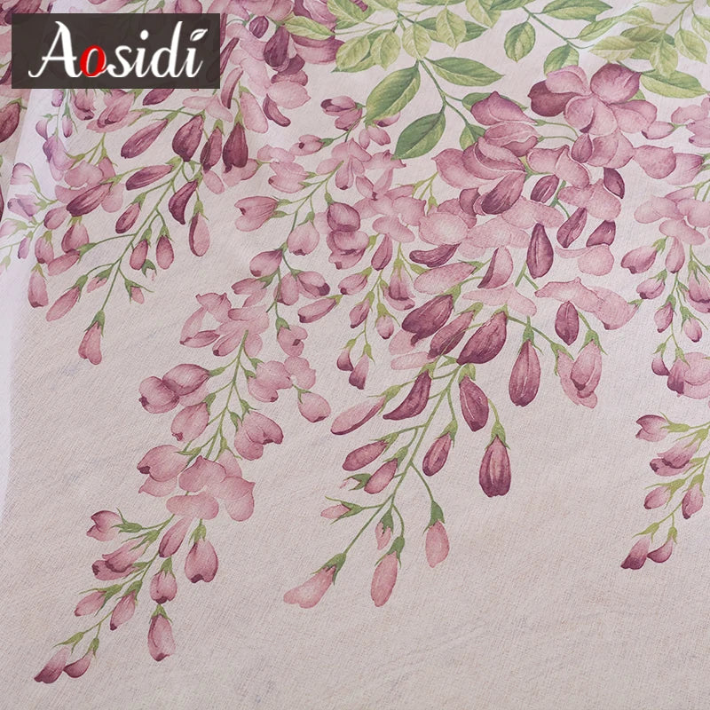 Voilage tulle motif floral moderne pour salon chambre - vue 6 sur 7
