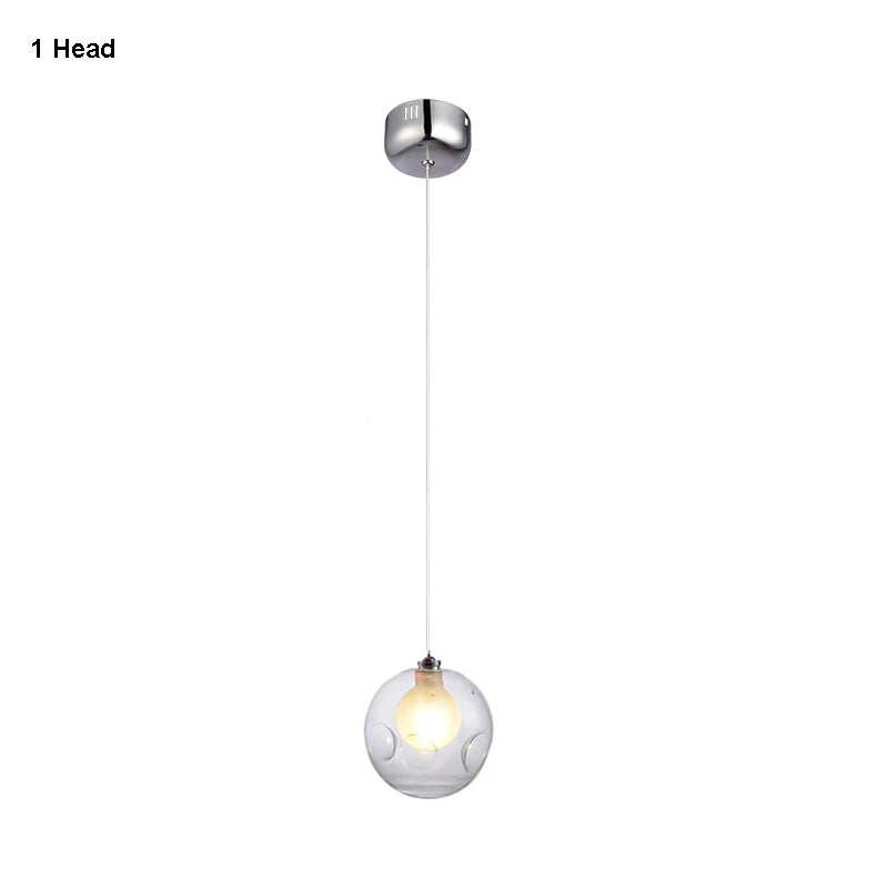 gzmj moderne boule de verre suspension lumières multiples têtes suspension lampe - vue 11 sur 13