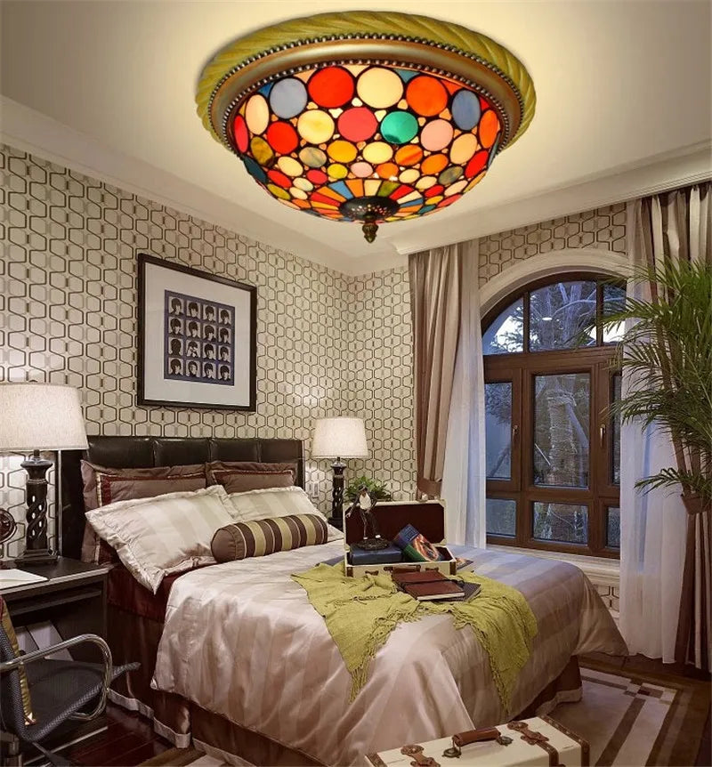 plafonnier en vitrail style méditerranéen pour extérieur et intérieur - vue 6 sur 14