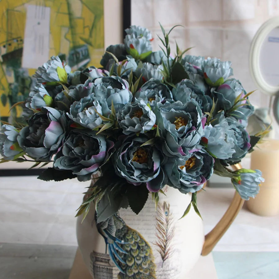 bouquet shabby chic en soie pour mariage et décoration intérieure - vue 6 sur 11