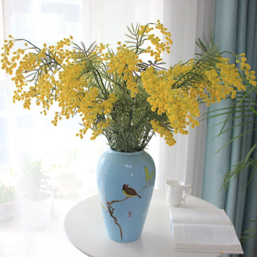 lot de 5 fleurs artificielles mimosa décoration mariage et guirlande - vue 5 sur 5