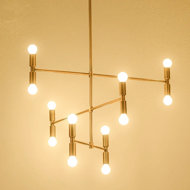 Lustre d'art en fer post-moderne éclairage Lustres en bambou créatifs LED lampe à main salon chambre cuisine Restaurant Lustres