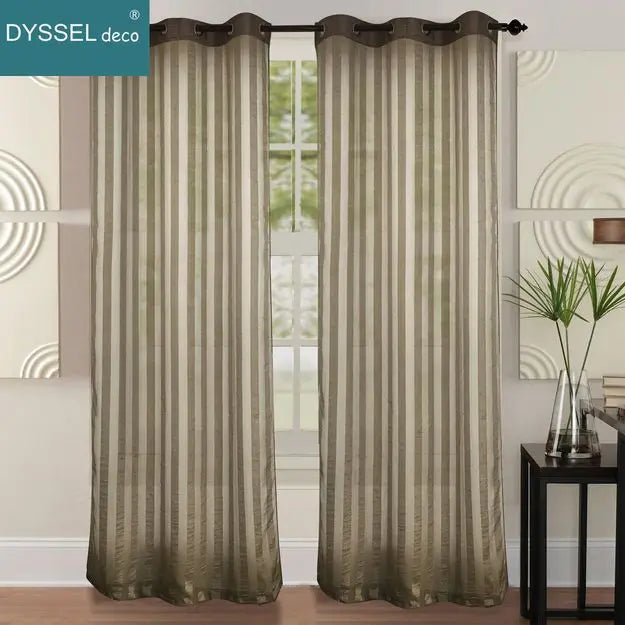 Rideau transparent à rayures style européen salon chambre - vue 7 sur 8