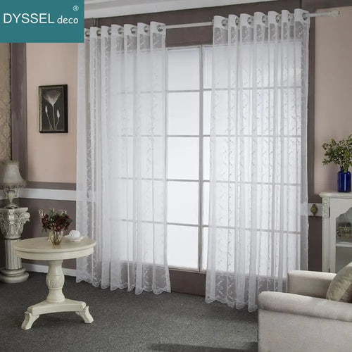 Voilage brodé motifs floraux style europe americain elegant