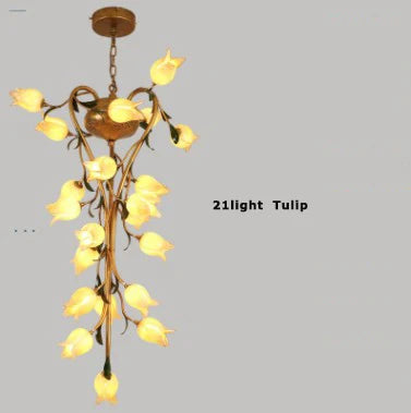 suspension en fer nordique avec verre lys tulipe camélia pour éclairage décoratif - vue 10 sur 12