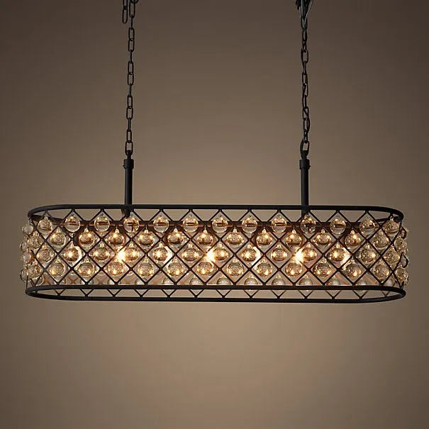 lustre rectangulaire en cristal noir pour éclairage suspendu - vue 3 sur 6