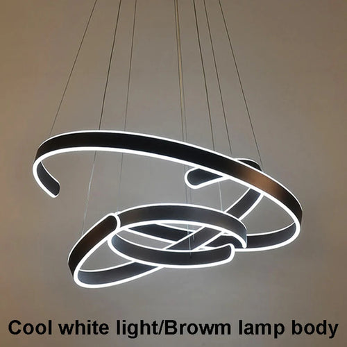 Suspension design cercle anneaux corps en aluminium acrylique LED