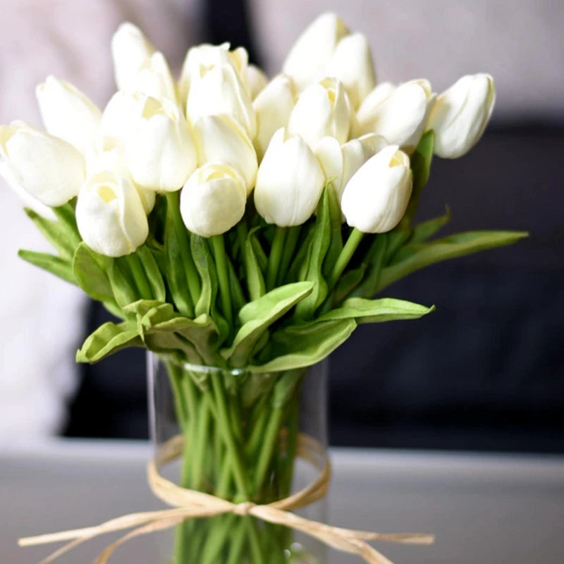lot de 10 tulipes artificielles pour décoration de mariage et jardin - vue 2 sur 33