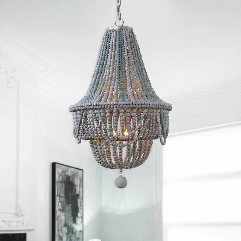 lustre à perles en bois pour décoration intérieure élégante - vue 3 sur 8