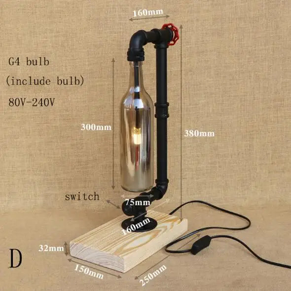 lampe de bureau vintage industrielle avec abat-jour en bouteille - vue 10 sur 10