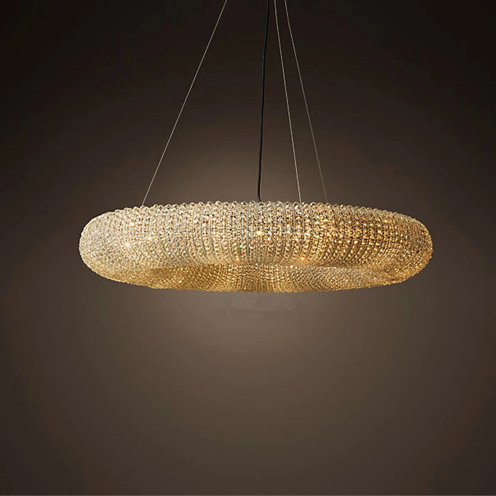 suspension vintage en cristal avec lumière led élégante - vue 4 sur 6