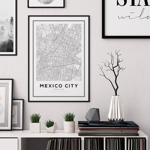 cartes de la ville de mexico en peinture sur toile décor mural - vue 11 sur 10
