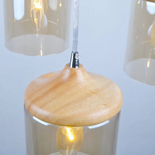 gzmj abat-jour simple en verre bois luminaire suspendu