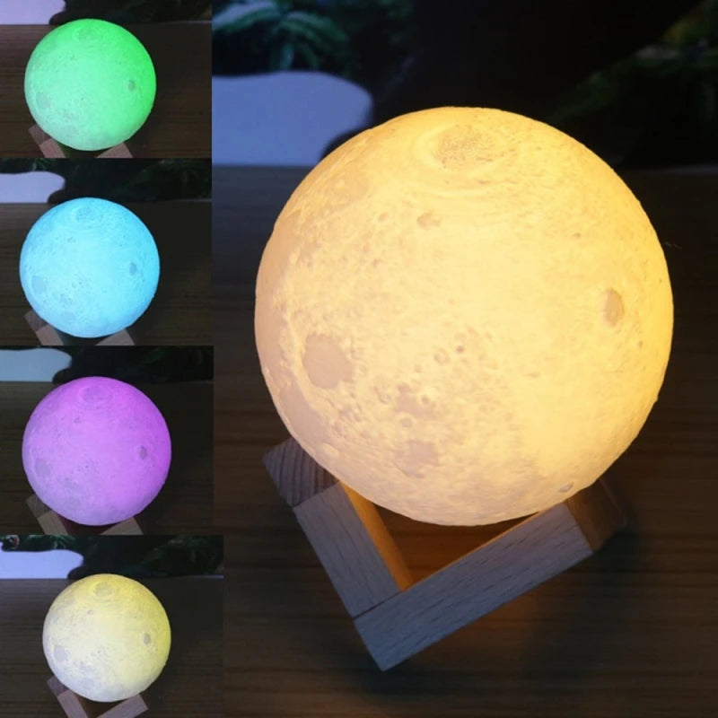 lampe lune 3d rechargeable avec changement de couleur tactile - vue 5 sur 10