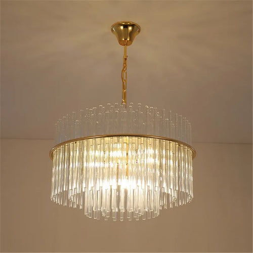 lustre en cristal moderne avec tige en verre transparent élégant et chic