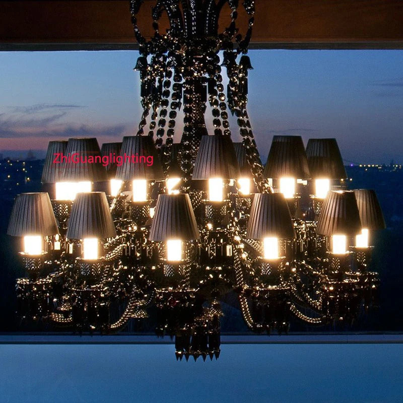 lustre en cristal noir pour un éclairage luxueux et élégant - vue 6 sur 21