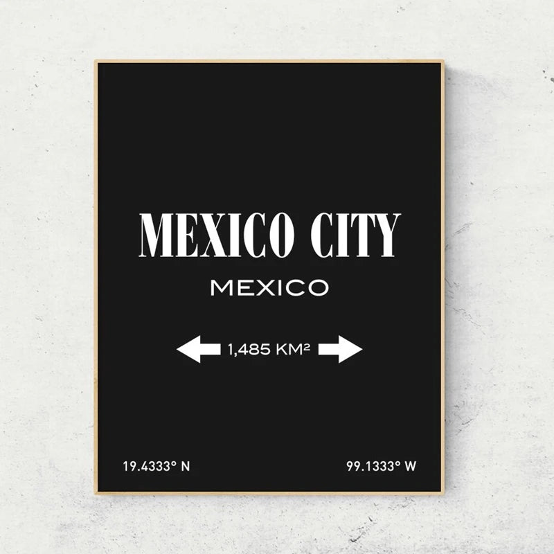 cartes de la ville de mexico en peinture sur toile décor mural - vue 5 sur 10