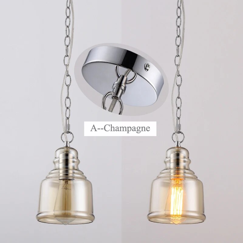 Suspension Loft industriel chaîne Vintage Edison - vue 3 sur 6