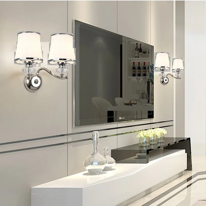 Lustre Chrome moderne Led en cristal E14 - vue 5 sur 5