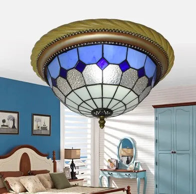 plafonnier en vitrail style méditerranéen pour extérieur et intérieur - vue 13 sur 14