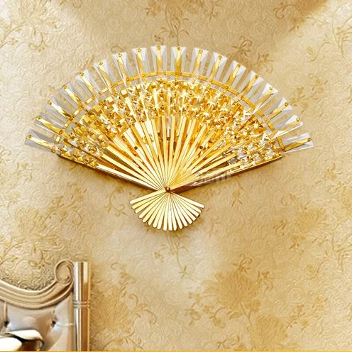 applique murale en cristal design éventail en acier inoxydable à led - vue 4 sur 6