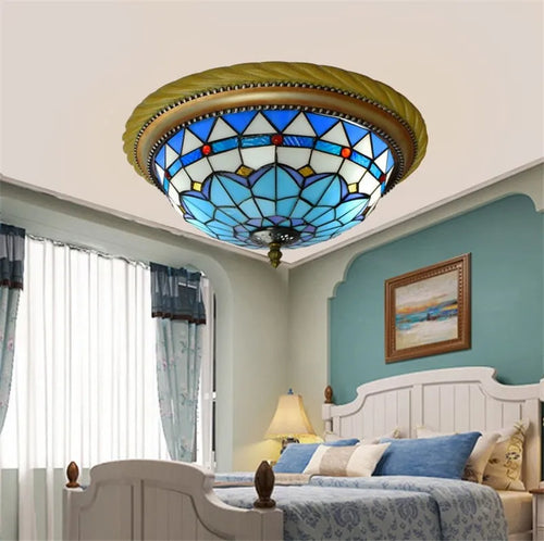 plafonnier en vitrail style méditerranéen pour extérieur et intérieur - vue 5 sur 14