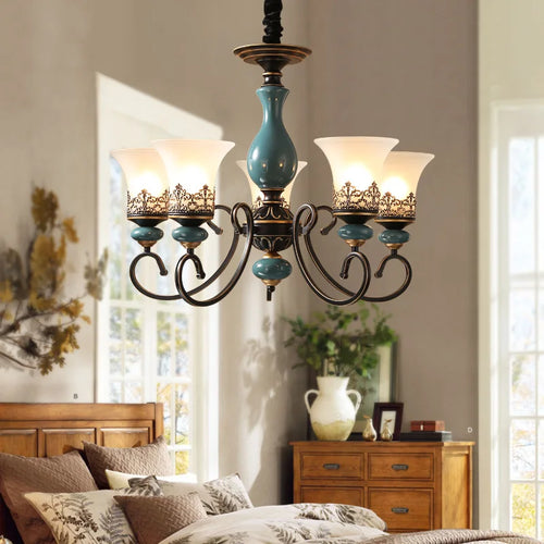 lustre à led en céramique style rétro moderne et luxueux - vue 3 sur 10