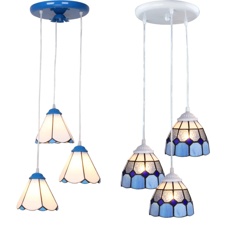 3 Heads Colorful Glass LED Pendant Lamps Light,Bedroom Suspension Hanging Ceiling Lamp - vue 2 sur 30