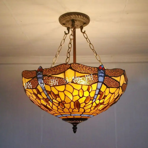 lustre européen dragonfly tiffany lampes lumière antique nostalgie - vue 3 sur 3