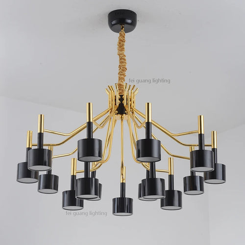 lustre noir postmoderne en métal pour cafés et restaurants - vue 6 sur 10