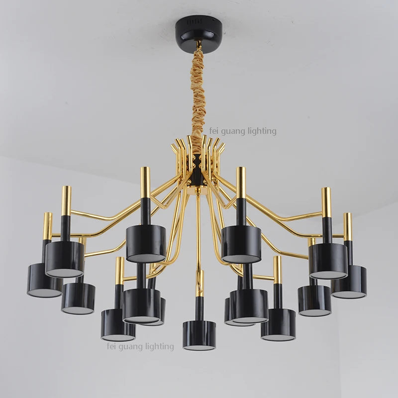 lustre noir postmoderne en métal pour cafés et restaurants - vue 5 sur 10