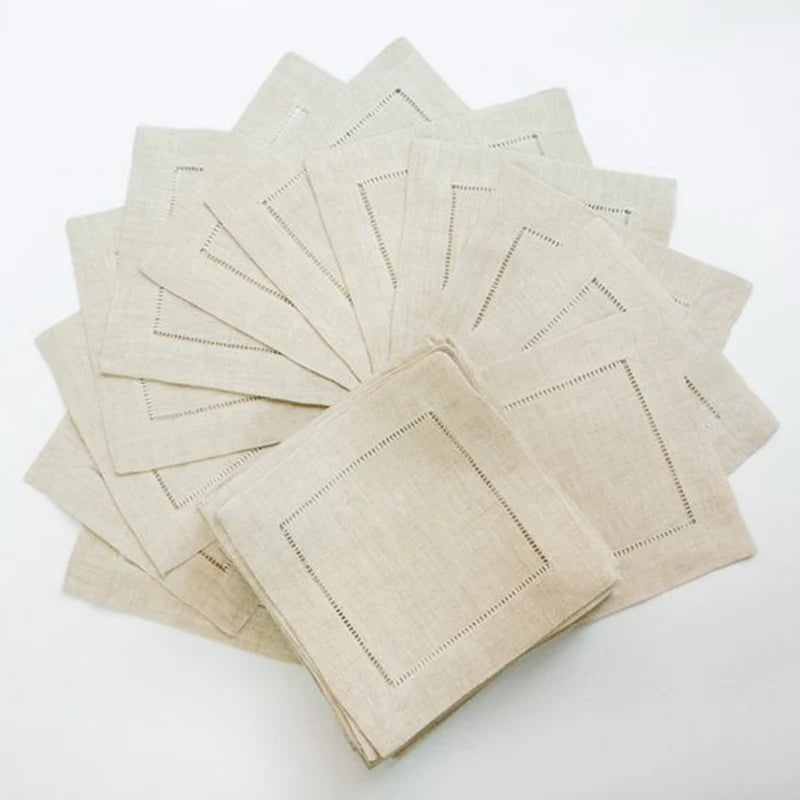 Serviette de table lot 6 lin brodé européen