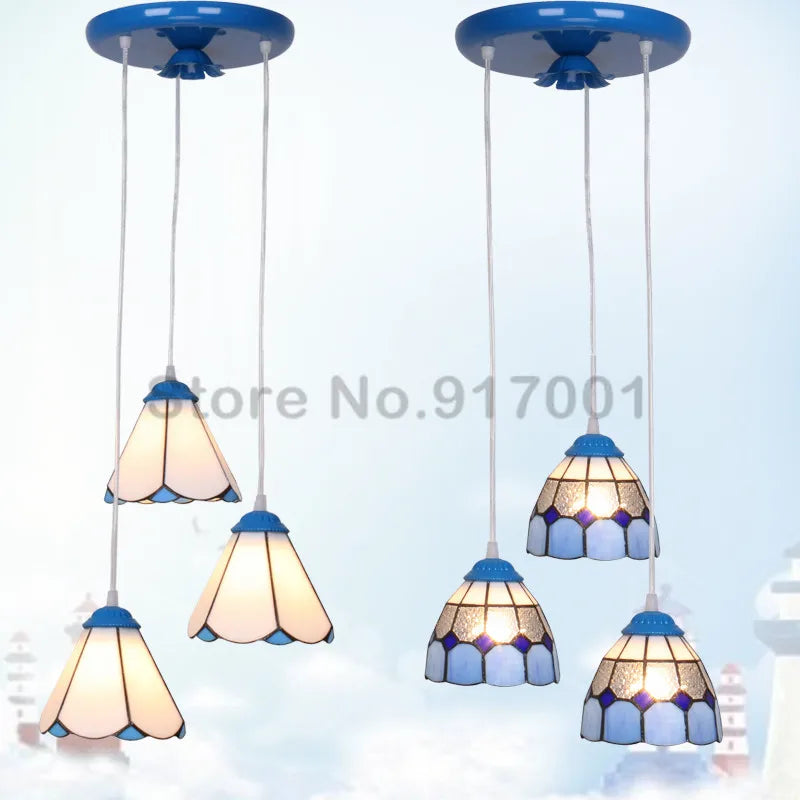 3 Heads Colorful Glass LED Pendant Lamps Light,Bedroom Suspension Hanging Ceiling Lamp - vue 5 sur 30