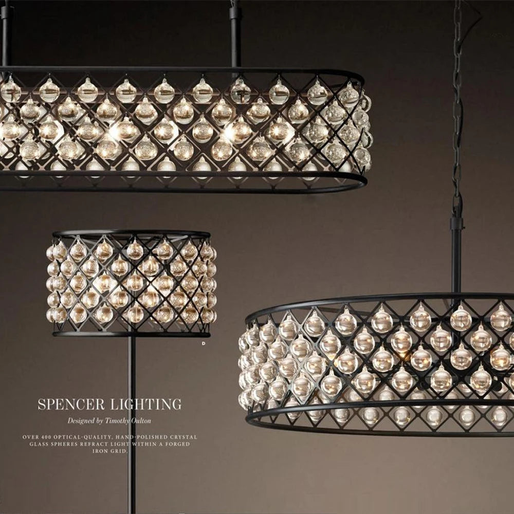 lustre rectangulaire en cristal noir pour éclairage suspendu - vue 7 sur 6
