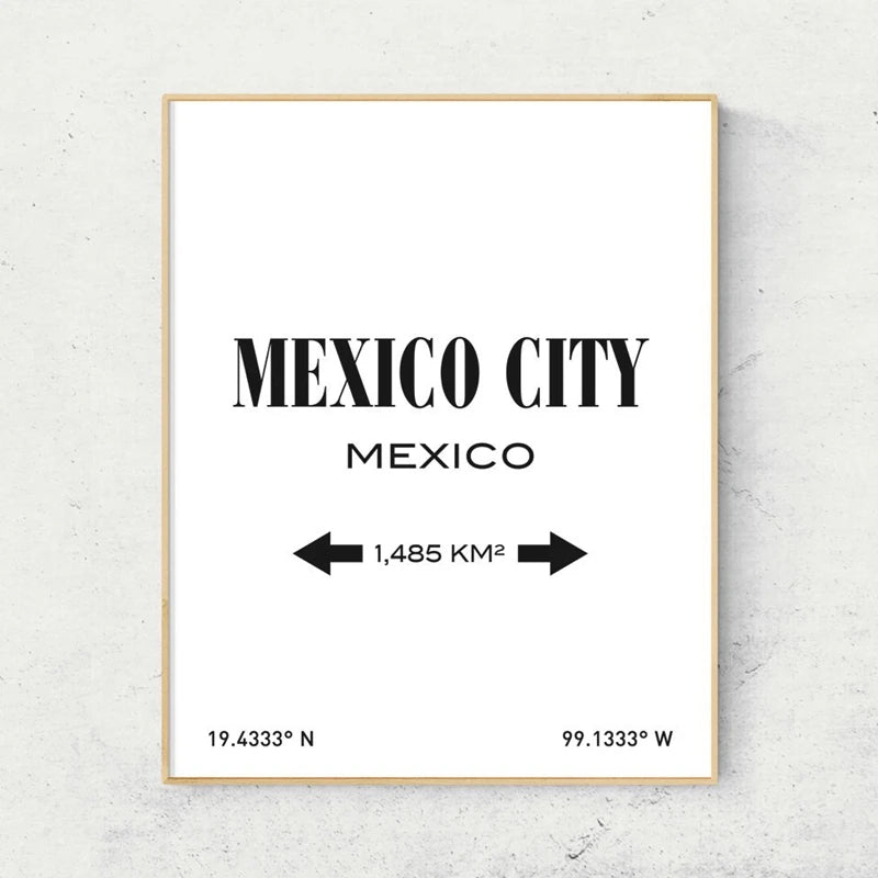 cartes de la ville de mexico en peinture sur toile décor mural - vue 10 sur 10