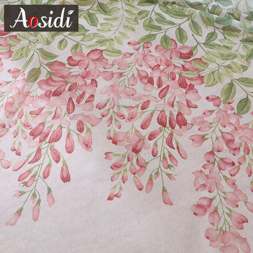 Voilage tulle motif floral moderne pour salon chambre
