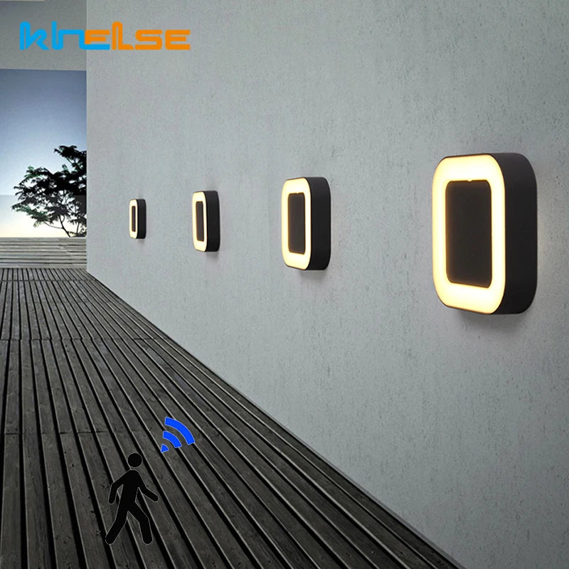 12W Waterproof Outdoor Wall Lights Radar Motion Sensor IP65 Wall Sconce Lamp LED Balcony Porch Garden Villa Lighting Fixtures - vue 2 sur 8