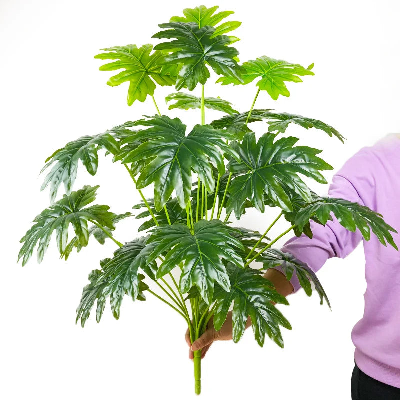 arbre tropical artificiel grandes feuilles de monstera en pot décoratif - vue 12 sur 23
