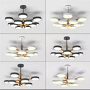 lustre moderne en bois avec luminaire led pour décoration maison